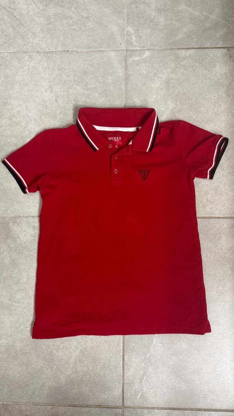 Guess Los Angeles Boys Short Sleeve Red Polo Shirt Size 12